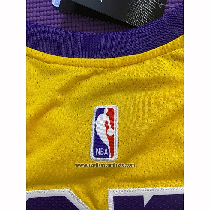 Camiseta Los Angeles Lakers Lebron James #23 Icon 2020 Final Bound Amarillo